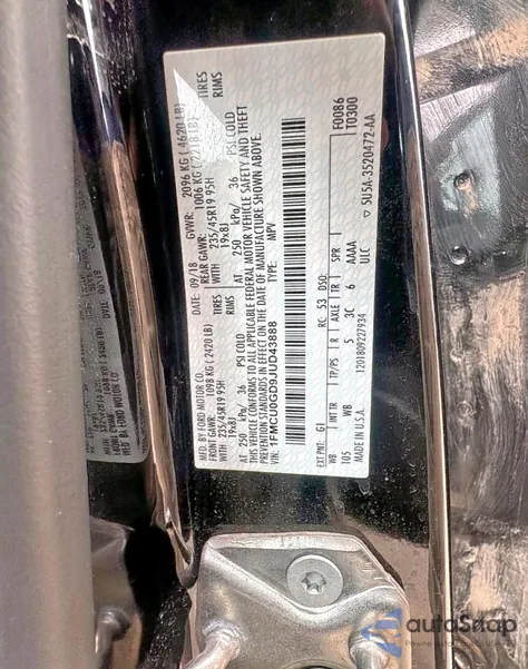 2018 Ford Escape Se from USA, damaged, VIN 1FMCU0GD9JUD43888